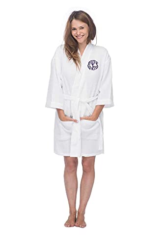 Classy Bride Monogrammed Waffle Kimono Robe3
