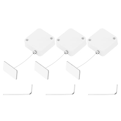 Câble antivol rétractable 1,5m blanc avec patch adhésif pour TV et ordinateur