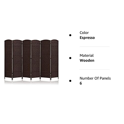 Jostyle Room Divider 6Ft. Tall Extra Wide Extra Wide Privacy Screen, Folding Privacy Screens With Diamond Double-Weave Room Dividers And Freestanding Room Dividers Privacy Screens (Espresso, 6-Panel) #TOP7