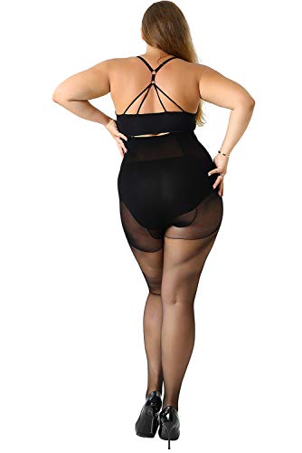 Image of MANZI Women's 2 Pairs Control Top Pantyhose High Waist Plus Size Tights Ultra-Soft