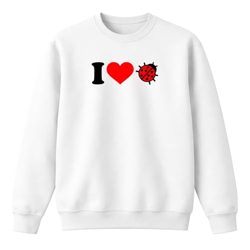 Sweat-shirt I Love Coccinelle vêtement blanc XL motif insecte pour adulte