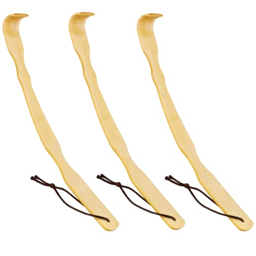 Renook Back Scratcher Bamboo - Curved Long Handle 3 PCS Wooden Back Scratchers for Men, Women & Kids, Body Itching Assistant, Novel Gifts for Friends and Family