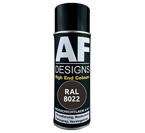 Alex Flittner Designs Peinture antirouille 4 en 1 RAL 8022 brun-noir Spray de peinture de protection pour métal en aérosol