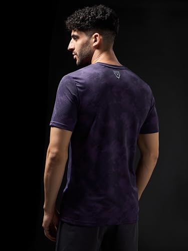 Image of TECHNOSPORT Men's 100% Polyester Regular Fit Half Sleeve Printed Crew Neck T-Shirt with Techno Dry, Anti Microbial Properties for Gym, Workout and Regular Use