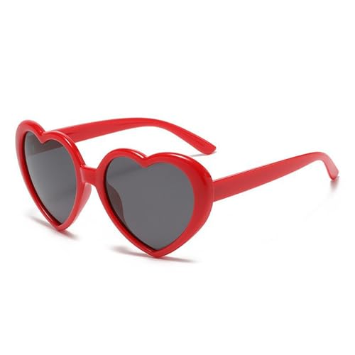 YooThink Girls Fashion Polarized Heart-Shaped Sunglasses, Fashion Lovely Rave Party Sun Glasses, Ages 3-10 (Red)
