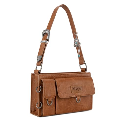 Wrangler Small Shoulder Bag Y2K Purse Cute Western Purses for Women Mini Handbags with Detachable Charms WG-HB-300-523-2-BR