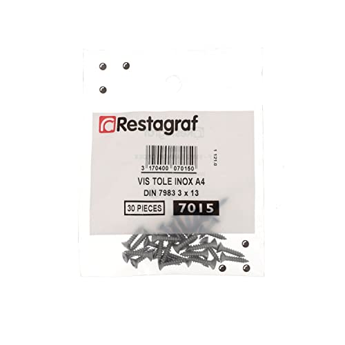 Stainless Steel A4 Countersunk Pozidrive Pan Head Screw 3 mm x 13 mm DIN 7983 Pack of 30, White Zinc, Sachet de 30 pièces - Image 2