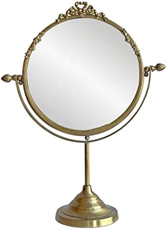 European Retro Brass Handle Mirrors Desktop Dressing Makeup Gift image 4