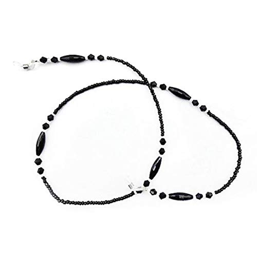 LoveOlvido Cadenas de anteojos de moda para mujer Cadenas de cuentas de acrílico negras Cadenas antideslizantes Soporte para cable Correa para el cuello Gafas de lectura Cuerda - Negro