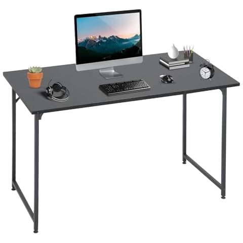 NChanmar 47 Inch Computer Desk, Office Desk Gaming Desk with Metal Frame, Writing Workstation for Home Office, Space Saving Computer Table for Small Space (Black) 47x19.6x29 Cover