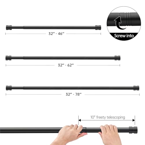 Image of BRIOFOX Tension Curtain Rod Adjustable 32 to 78 inch - Spring Tension Shower Curtain Rod for Window or Bathroom No Drilling Non Slip, Matte Black