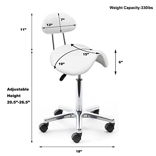 La Feier Saddle Stool Rolling Chair For Lab Clinic Dentist Medical Massage Salon Facial Spa Tattoo Kitchen Drafting, Adjustable Hydraulic Stool With Backrest And Wheels(Coffee Brown) #TOP6