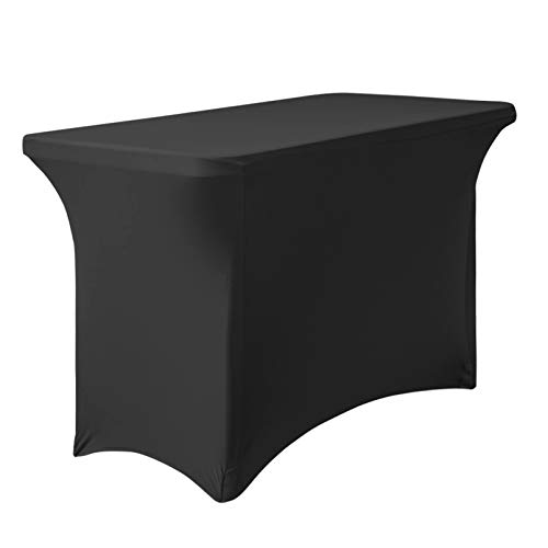 LinenTablecloth 4 ft. Rectangular Stretch Tablecloth Black