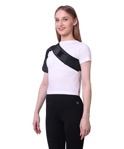 Image of ZEDAN Neoprene Shoulder Support Strap | Double Lock Adjustable Stretch Strap | Brace Support for Injury Prevention Immobilizer, Dislocated AC Joint | For Men & Women | Universal Fit (Left Side)