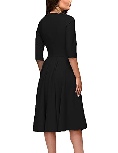 FENJAR Women's Formal Dresses Casual Wedding Guest Church Work Elegance Audrey Hepburn Style A-line Midi Dress2