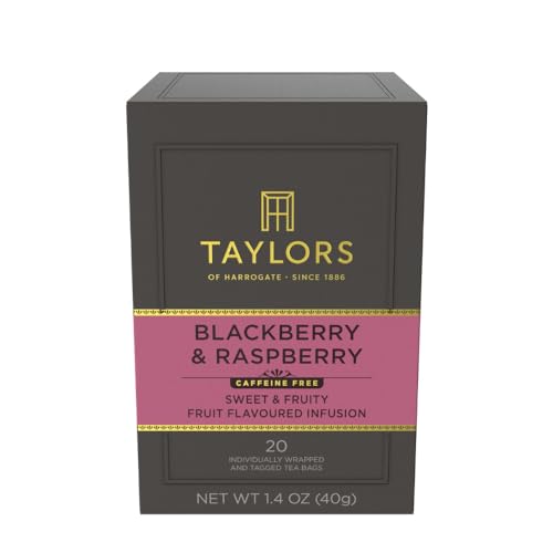 Taylors of Harrogate Blackberry & Raspberry, Herbal Tea, Individually Wrapped Bags, 20 Count (Pack...