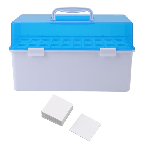 Test Tube Rack, Laboratory Centrifuge Tube Holder with Portable Handle Dust Proof Lid Holds 20 Test Tube Holder Rack for Scientific Research Laboratories Hospital