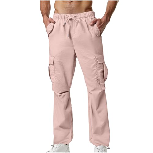 Men's Casual Cargo Pants Drawstring Athletic Jogger Sweatpants Lightweight Outdoor Hiking Travel Pant with Pockets