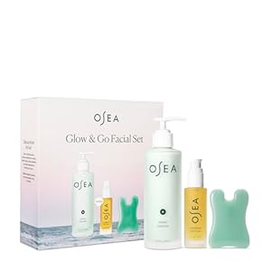 OSEA Glow & Go Facial Full Size Set – Includes Full Size Ocean Facial Cleanser (5oz), DayGlow Face Oil (1oz), Gua Sha Sculptor – Clean Beauty Set – Radiant Mother’s Day Gift Set