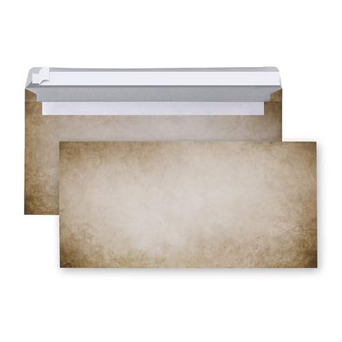 Logbuch-Verlag 20 envelopes de cor castanha e bege em estilo rústico 22 x 11 cm