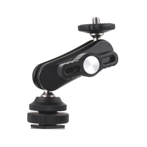 Andoer Mini Kugelkopf Stativkopf, Doppelkugel-Dead-Adapter, Universalmagischer Arm mit Kleinem Kugelkopf mit 1/4-Zoll-Schraube für DSLR-Kamera, Camcorder, Monitor, LED-Licht, Mikrofon