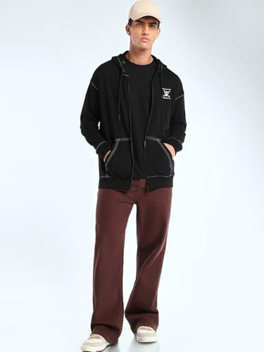 Image of Bewakoof Official One Piece Merchandise Straw Hat Pirates Men's Applique Oversized Fit Full Sleeve Terry Hoodies