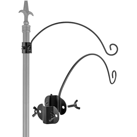 iBorn Bird Feeders Hangers for 1” Pole Stand Station Outdoor Hanging Hooks for Humming Bird Feeders for Outside Plant Hanger Hook Bracket Kit 12.2 Inch Long Metal Hooks for 1 Inch Pole, Pack of 2 Cover