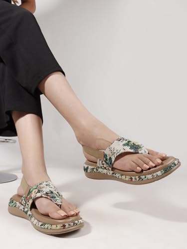 Image of SilverArrow womens Aloura Fashion Sandals|Floral Printed Platform Sandals|Casual Wear