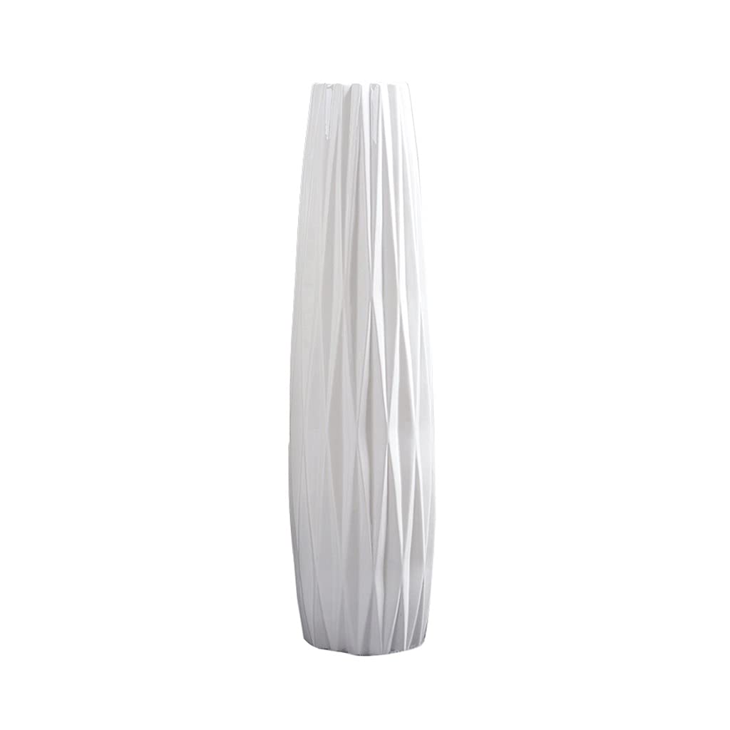 asdchZen White Floor Ceramic Vase Large Modern Minimalist Decoration Porch Flower Arrangement Decoration High Ornaments Living Room Dried Flower Vase,White,61Cm,White-61cm