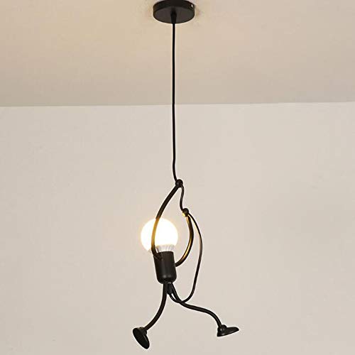 Preisvergleich Produktbild Eisen Pendelleuchte Kreative Eisen Cartoon Design Hängende Lampen Kronleuchter E27 Lampenfassung Geeignet für Kinderzimmer,Wohzimmer, Treppe, Schlafzimmer, Deckenleuchte HängelampeSchwarz