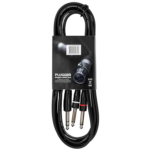 Plugger Y-Kabel, Stereo-Klinkenstecker/Mono-Stecker, 3 m, Schwarz
