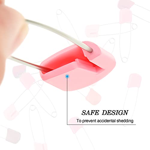50 Pieces Diaper Pins Safety 2.2 Inch Plastic Head Cloth Diaper Nappy Pins with Locking Closures Stainless Steel with Velvet Bag(Pink)