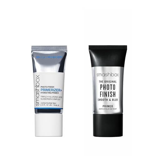 Smashbox Photo Finish Smooth & Blur Primer + Photo Finish Primerizer Travel Set | Includes Original Photo Finish Primer to Smooth & Blur Skin, 0.34 Fl Oz + Primerizer Hydrating Primer 0.34 Fl Oz