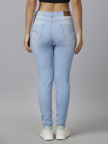 Image of Being Human Light Blue Mid Rise Skinny Fit Women's Denim Clothing