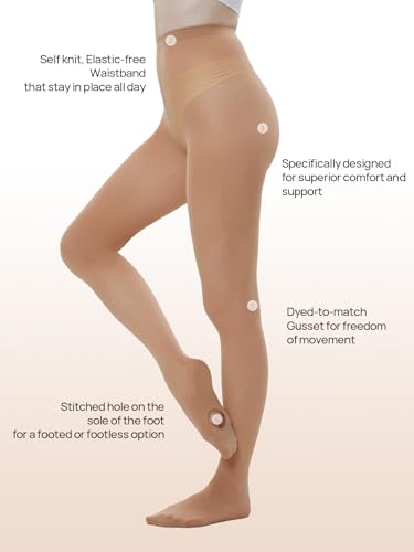 Image of MANZI Dance Tights for Women Solid Color Ballet Tights Comfortable Convertible Opaque Tights Pack of 3