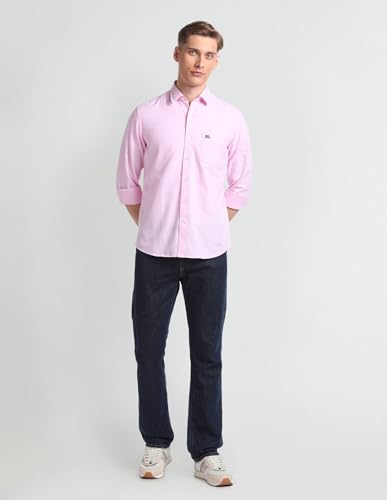 Image of Arrow Solid Slim Fit Mens Casual Shirts - 100% Cotton, Breathable & Comfortable, Full Sleeves Shirt for Men
