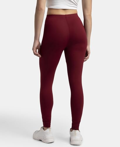 Image of Jockey AW87 Women's Super Combed Cotton Elastane Stretch High Rise Leggings with Ultrasoft Waistband