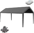 Carport Replacement Canopy Cover 12'x20' for Tent Top Garage Shelter Cover, 800D Oxford Replacement Cover Waterproof & UV Protection, Not Included Frame (Dark Gray)