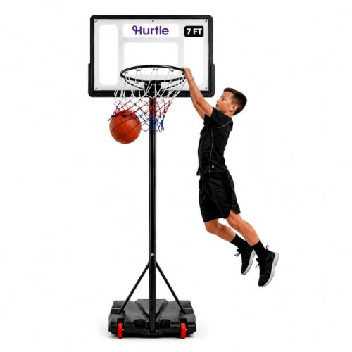 Kids Basketball Hoop Adjustable 5 to 7 FT Portable Basketball Hoop for Kids Indoor Outdoor Play Youth Basketball Hoop with Backboard Wheels Driveway Backyard