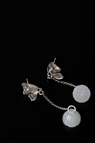 Boucles d'oreilles argent S925 et imitation émail papillon rétro