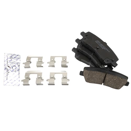 Image of TRQ Rear Ceramic Brake Pad and Rotor Set Drilled Slotted Compatible with 16-19 Ford Mustang EcoBoost without Performance Package, 16-19 Ford Mustang EcoBoost Premium without Performance Package
