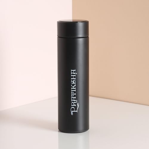 Image of fnp Personalised LED Temperature Display Bottle | Custom Name Water Bottle | Stylish Gift for Work, Travel, Daily Use & Fitness (Black)