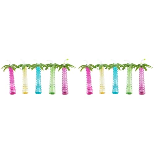 GANAZONO 10 Pcs Shaped Straw Cup funny tumbler with straw iced tea cup palm tree yard cups juicing bottles cup plastic juice cup travel margarita re-usable
