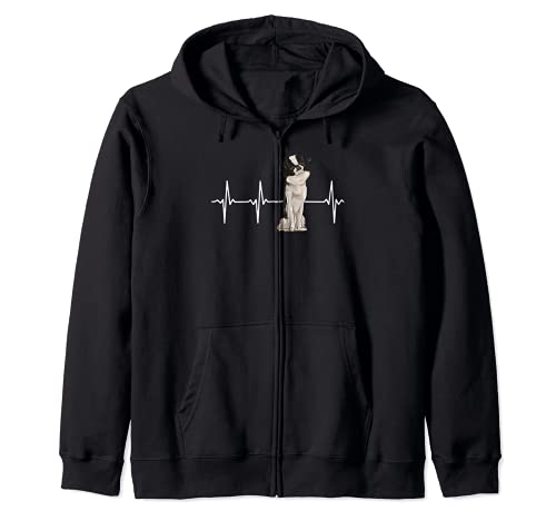 Japanese Chin Heartbeat Dog Lover Zip Hoodie, Black