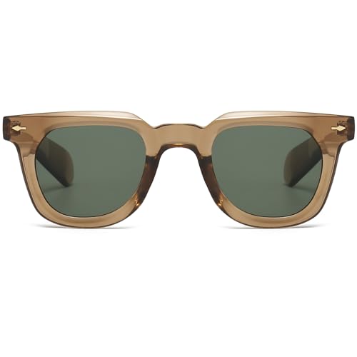 PORADAY Square Sunglasses for Women Men Trendy Thick Frame Sun Glasses Black Shades3