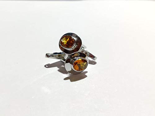 Mancuernillas de plata con citrino 6x8 mm miniatura 2