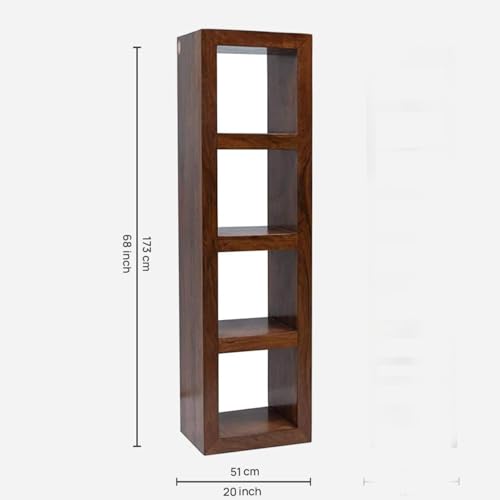 Image of Hari Om Industries Wooden Bookshelf | 4 Shelf Wooden Storage | Open Racks for Decoration for Living Room, Bedroom, Office & Hotel | (Brown)