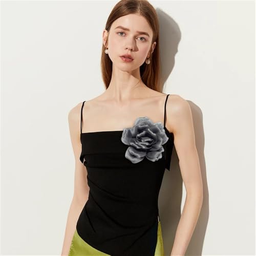 Image of Flash Camellia Flower Brooch Pin for Women Men Elegant Texture Fabric Dahlia Rose Floral Brooches Lapel Pins Dainty Wedding Holiday Party Costume Dress Accessories Jewelry