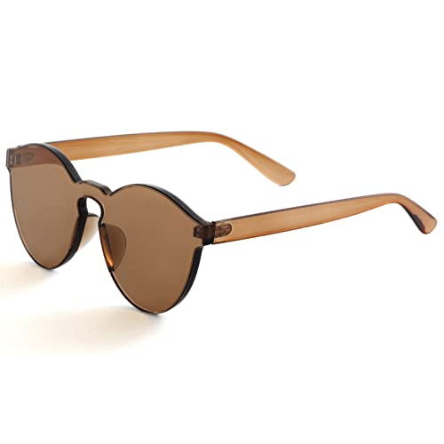 Kursan Colorful One Piece Transparent Round Rimless Sunglasses for Women Men