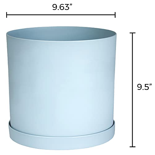 Bloem Mat1037 Mathers Planter W/Saucer Tray-10 Misty Blue Garden Plater, White #TOP1